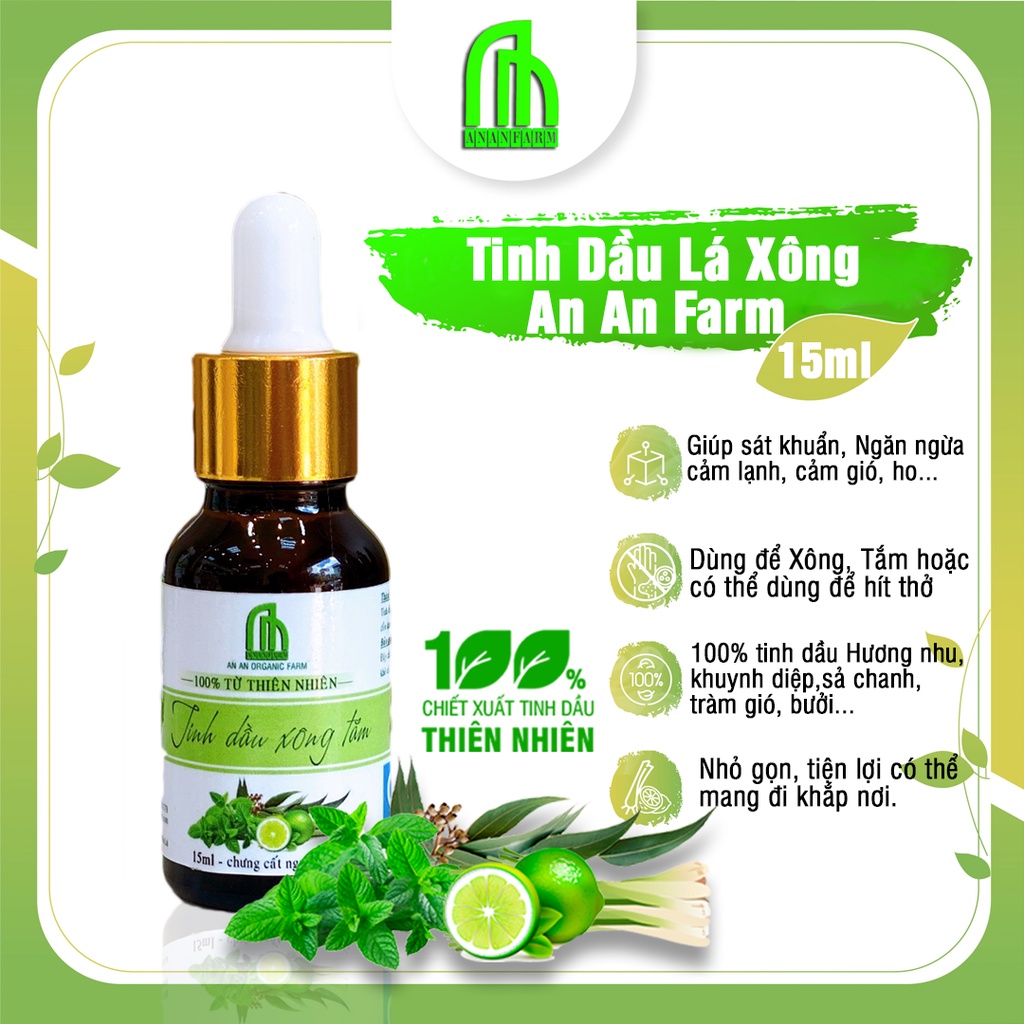 Tinh Dầu Lá Xông, Tinh Dầu 100% Thiên Nhiên, Giảm Cảm, Kháng Khuẩn, Hương Lá Xông - 15ml, 50ml, 100ml