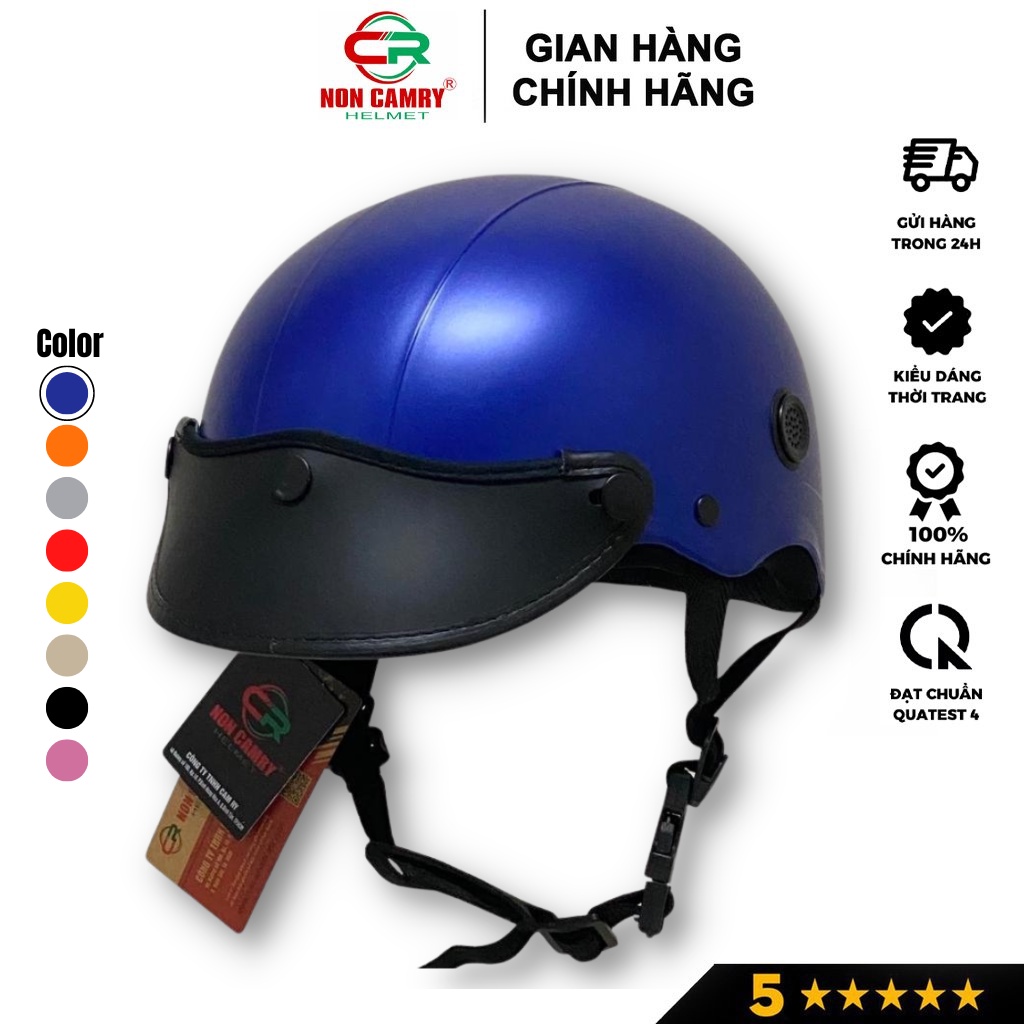 Mũ bảo hiểm nửa đầu Camry cao cấp, thời trang trẻ trung, có lỗ thông gió, lưỡi trai, Freesize