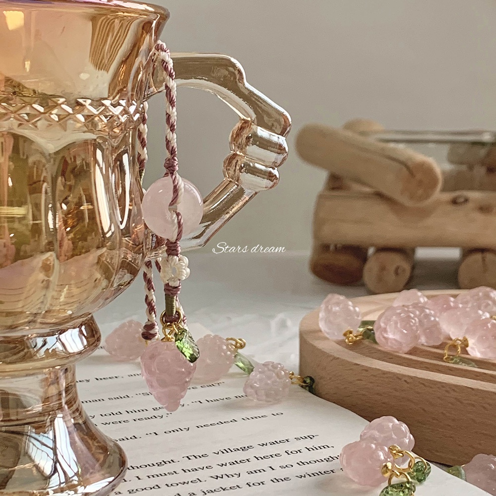 [Hàng Mới] Vòng Đeo Tay Dây Bện Đính Pha Lê Màu Hồng Nho Tươi Trẻ Dành Cho Nữ