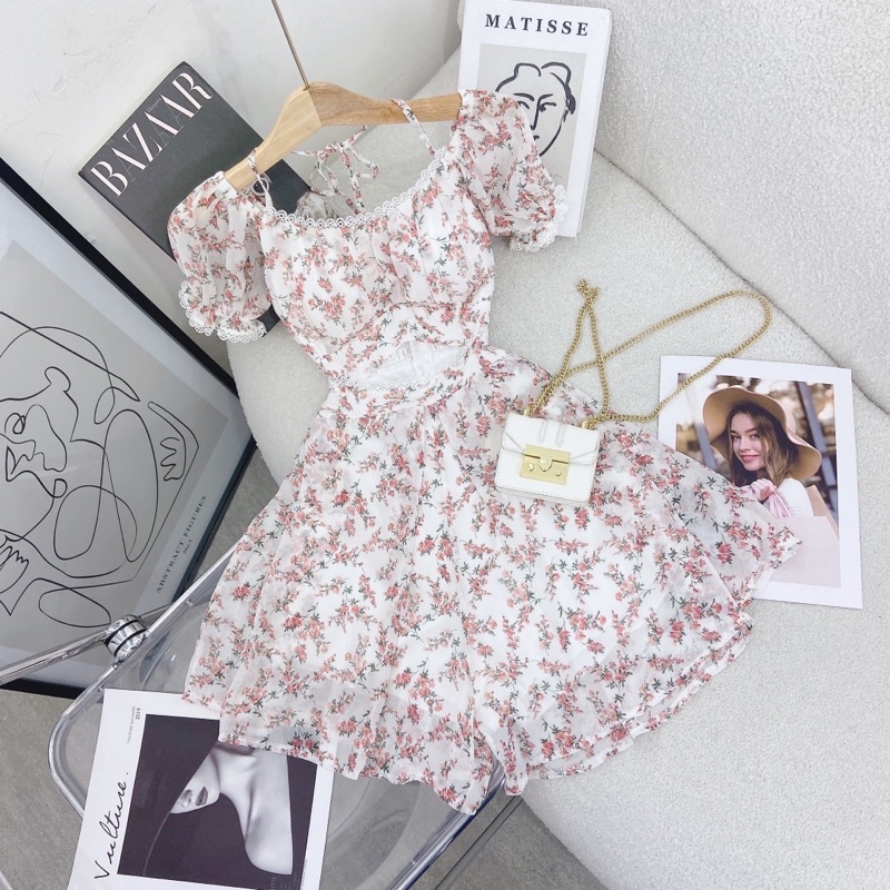 ĐẦM HOA VIỀN REN CUTOUT