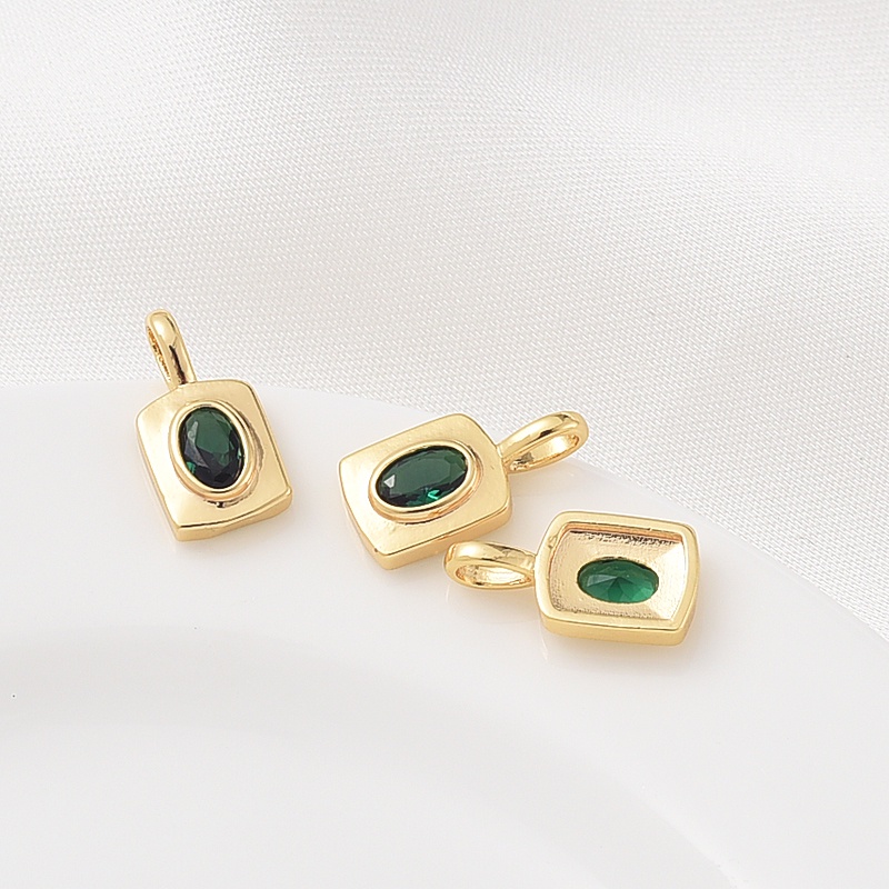 Mặt Dây Chuyền Bằng Đồng Mạ Vàng 18K Đính Đá Zircon Màu Sắc Ngọc Lục Bảo Hình Chữ H diy