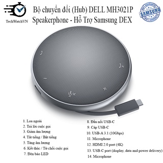 Mua Bộ chuyển đổi (Hub) DELL MH302P Loa ngoài Hỗ Trợ Samsung DEX - USB C to HDMI/Speakerphone/VGA/DP/Ethernet/USBC/USB-A