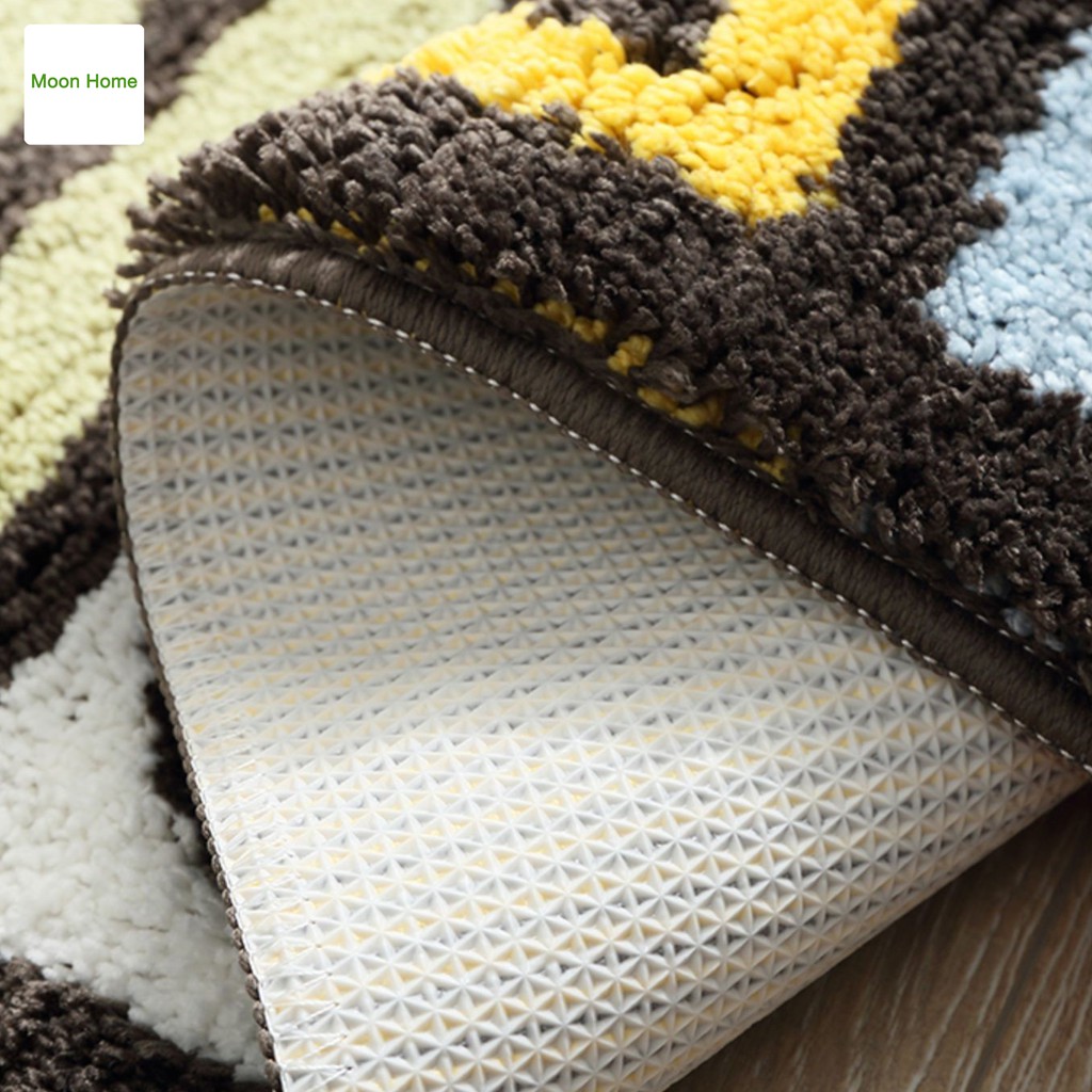 Thảm lau chân chùi chân trang trí trải sàn nhà bề mặt len sợi cotton họa tiết home cao cấp 2 kích thước dài Moon TC201