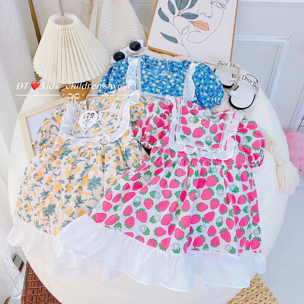 VAY47 - Váy bé gái, váy hoa chất thô giấy mềm mại cho bé từ 8-18kg