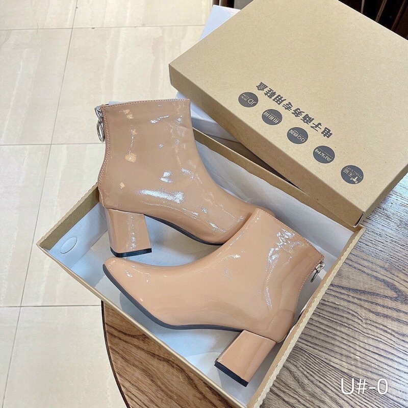 [MUA 1 TẶNG 1]  GIÀY BOOT DA đế vuông dễ phối ĐỒ xinh lắm( tặng vớ+ HÌNH THẬT+ FULL HỘP)