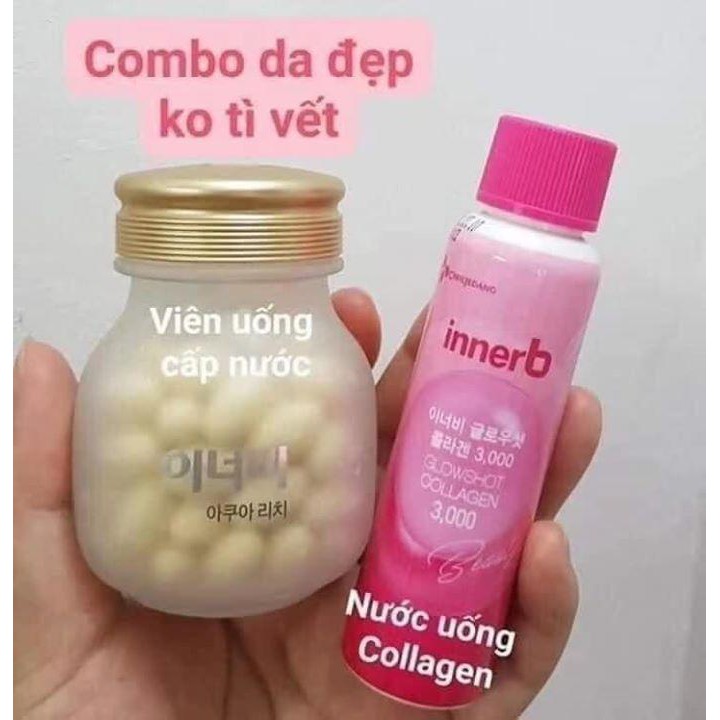 Hộp 6 chai nước uống Collagen Vitamin C sáng da InnerB Glowshot (50mlx6)