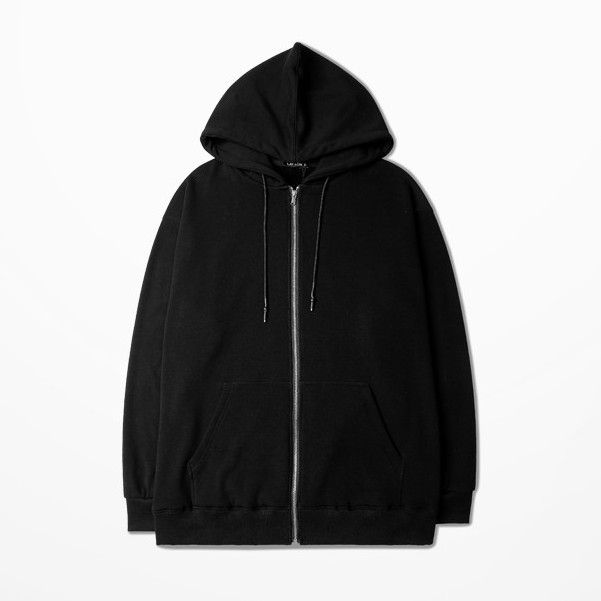 [Hàng có sẵn] Áo nỉ nelly hoodie kéo khóa đen trơn không in hình  unisex lót lông form rộng