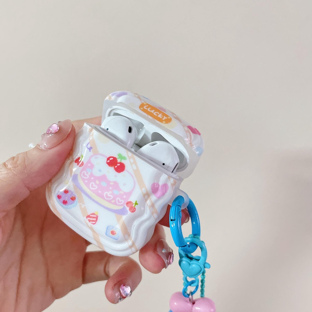 Vỏ Bảo Vệ Hộp Sạc Tai Nghe Bluetooth Không Dây AirPods Pro 1 / 2 3 2021 gen3 imd Bằng Silicon tpu Mềm Hình Bánh Kem Trái Tim Dễ Thương