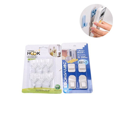 Combo 2 móc treo remote và 6 móc treo dán tường - BX0479