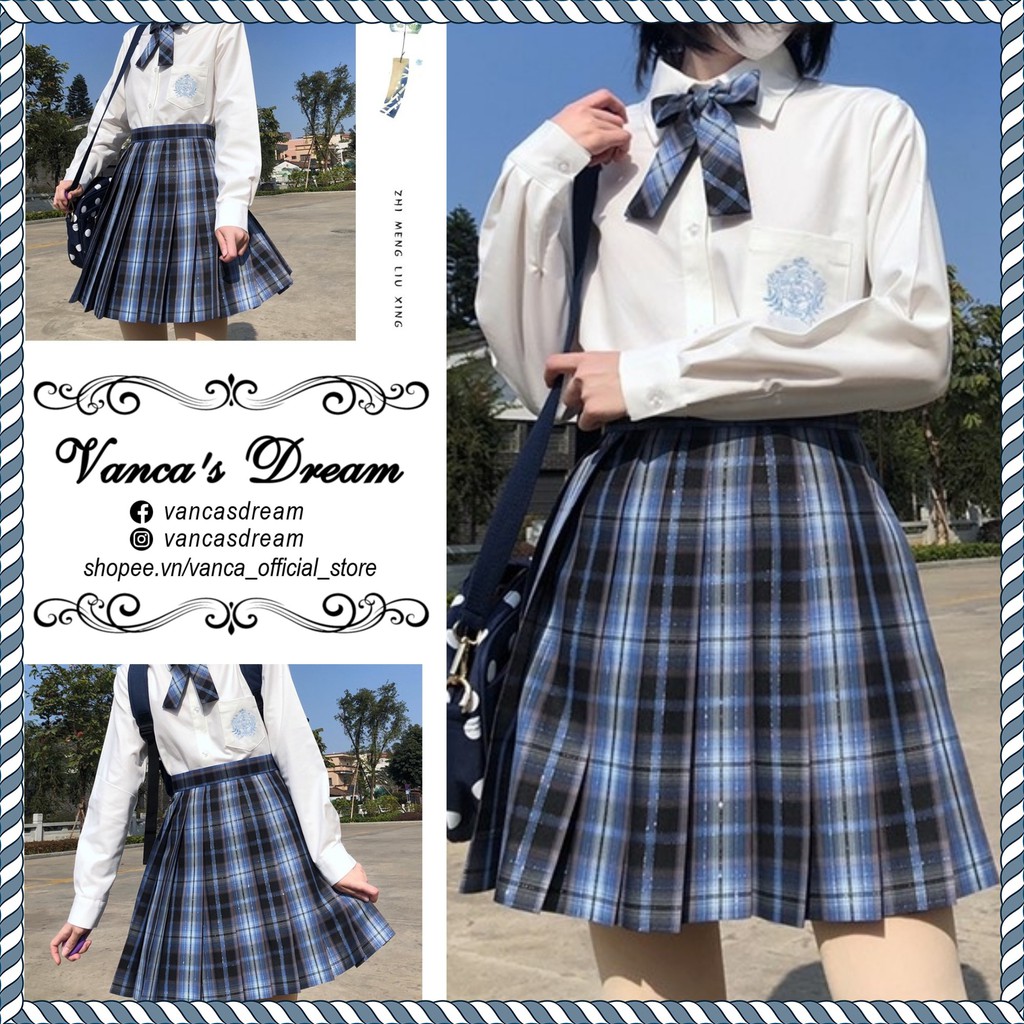 [Sẵn & Order] [Chính hãng] [Bảo Ni Bối Cách] Chân váy đồng phục Seifuku/JK - Chức Mộng Lưu Tinh