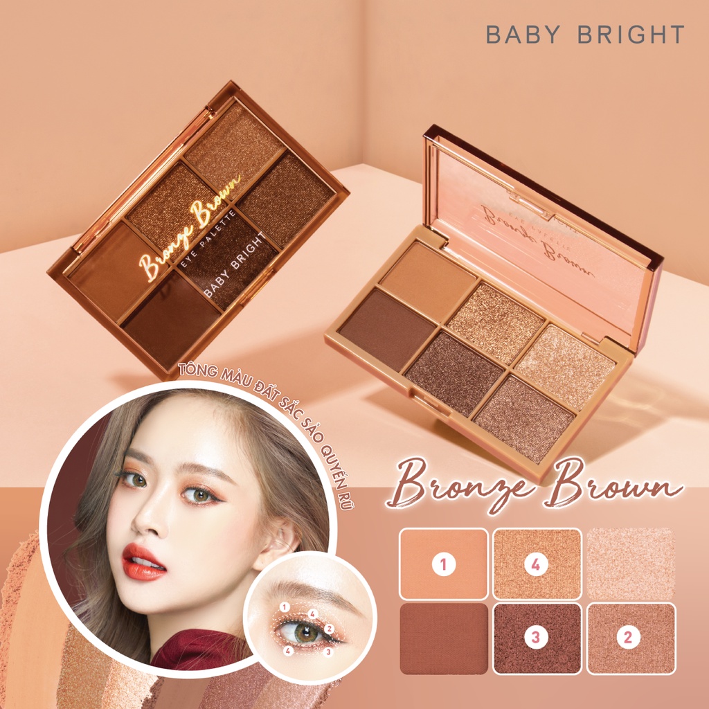 Bảng Phấn Mắt Baby Bright Eye Palette 0.7g, Phấn Lì Và Ánh Nhũ Lấp Lánh