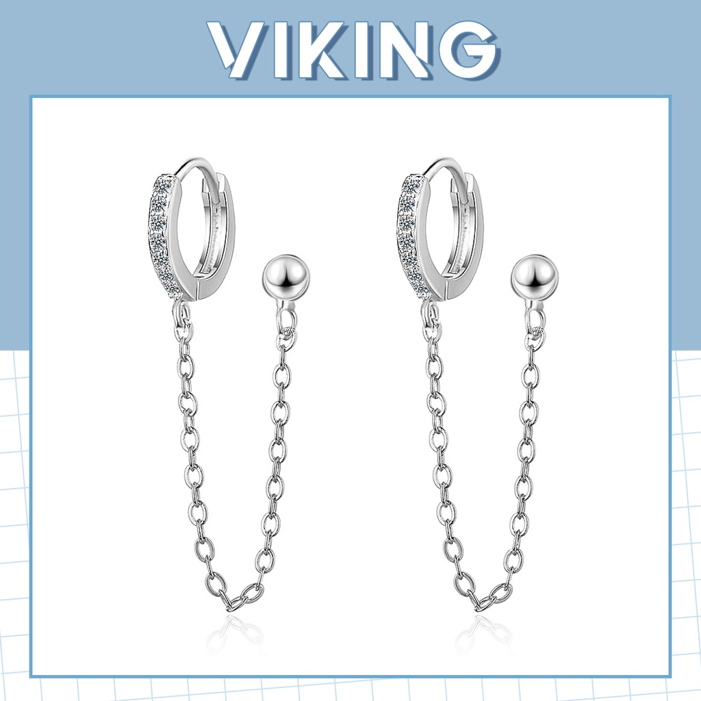 Khuyên Tai Bông Tai Nữ Dáng Dây Tròn Đeo Vành Tai Xỏ 2 Lỗ