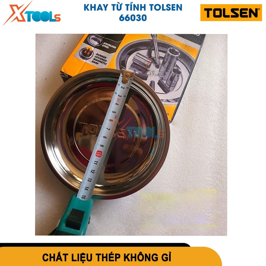 Đĩa nam châm TOLSEN 66030 6inch, khay từ tính thép không gỉ đế phủ cao su đựng bulong ốc vít đinh tán[CHÍNH HÃNG][XTOOLS