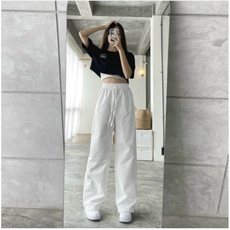 Sét Bộ 3 món Gấu Che Mắt Gồm Áo Croptop + Áo 2 Dây + Quần Suông Ulzzang