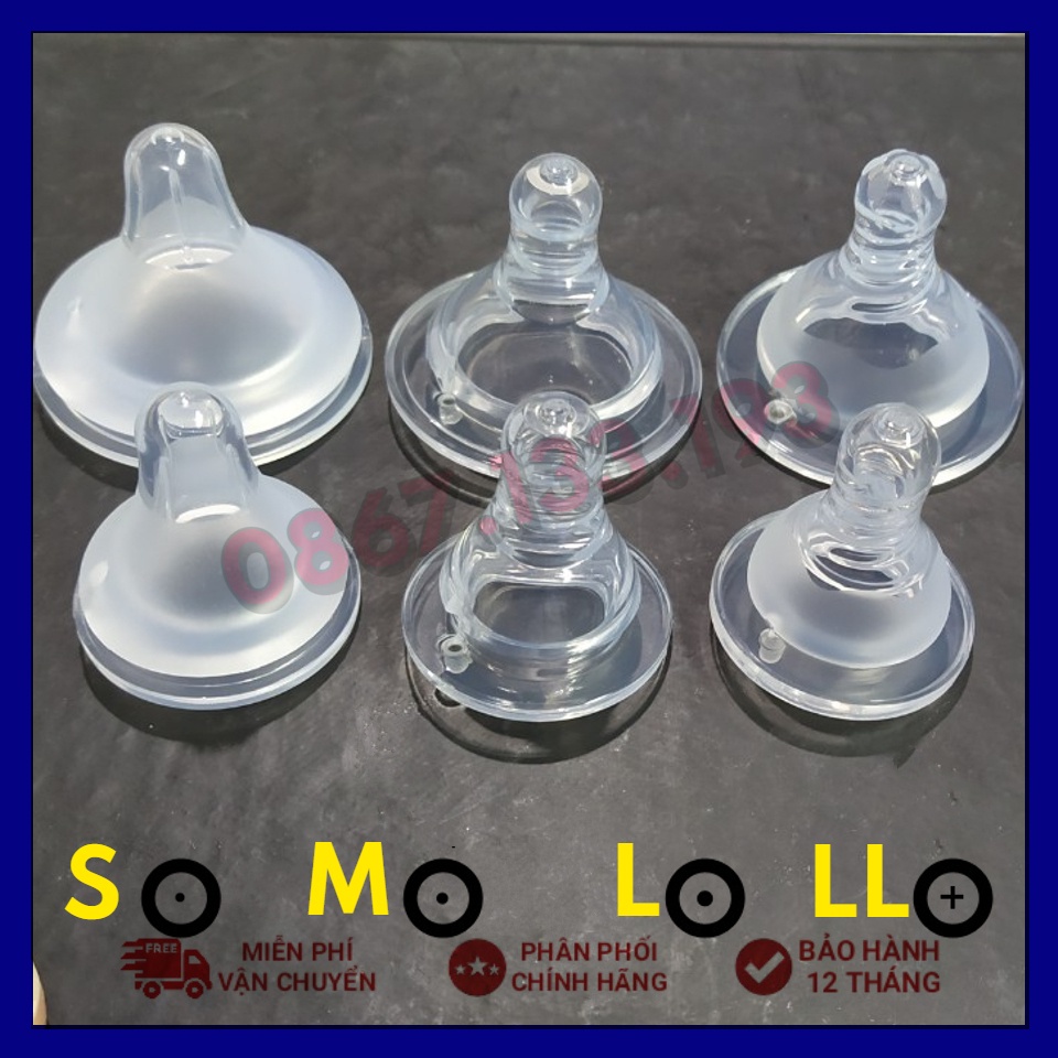 Núm ti cổ rộng/cổ hẹp thay thế cho bình Pigeon, Toom, Lansinoh, Wesser, Kichi, GB, Babuu