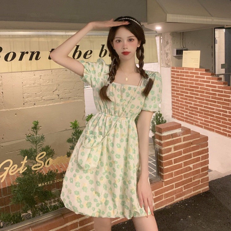 Đầm Hoa Tay Phồng Thời Trang Hè Xinh Xắn Cho Nữ