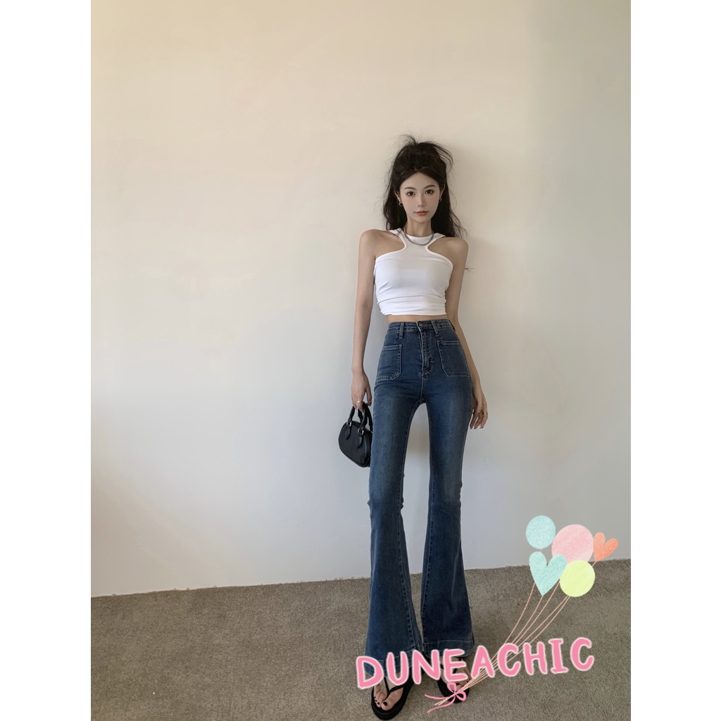 DUNEA Quần Ống Loe Lưng Cao Thời Trang Gợi Cảm Dành Cho Nữ