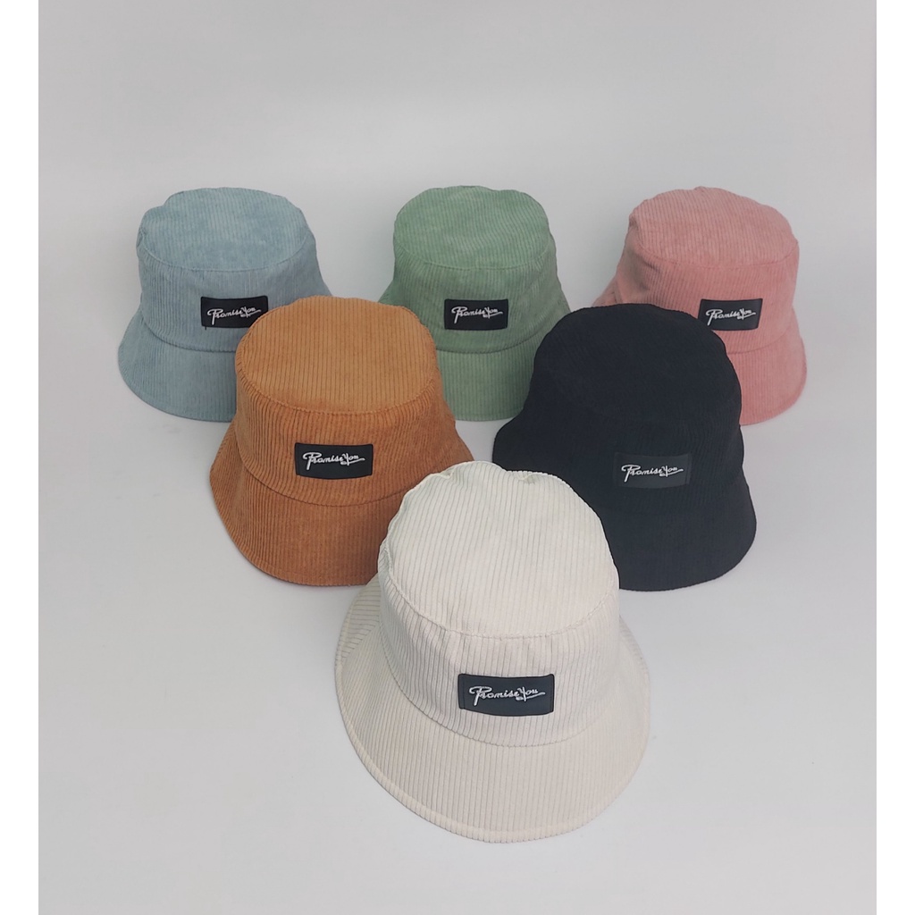Mũ bucket thêu PROMISS YOU, MEMORIE, Mũ Trơn,..vành cụp nón tai bèo chất nỉ, nhung cao cấp form unisex nam nữ