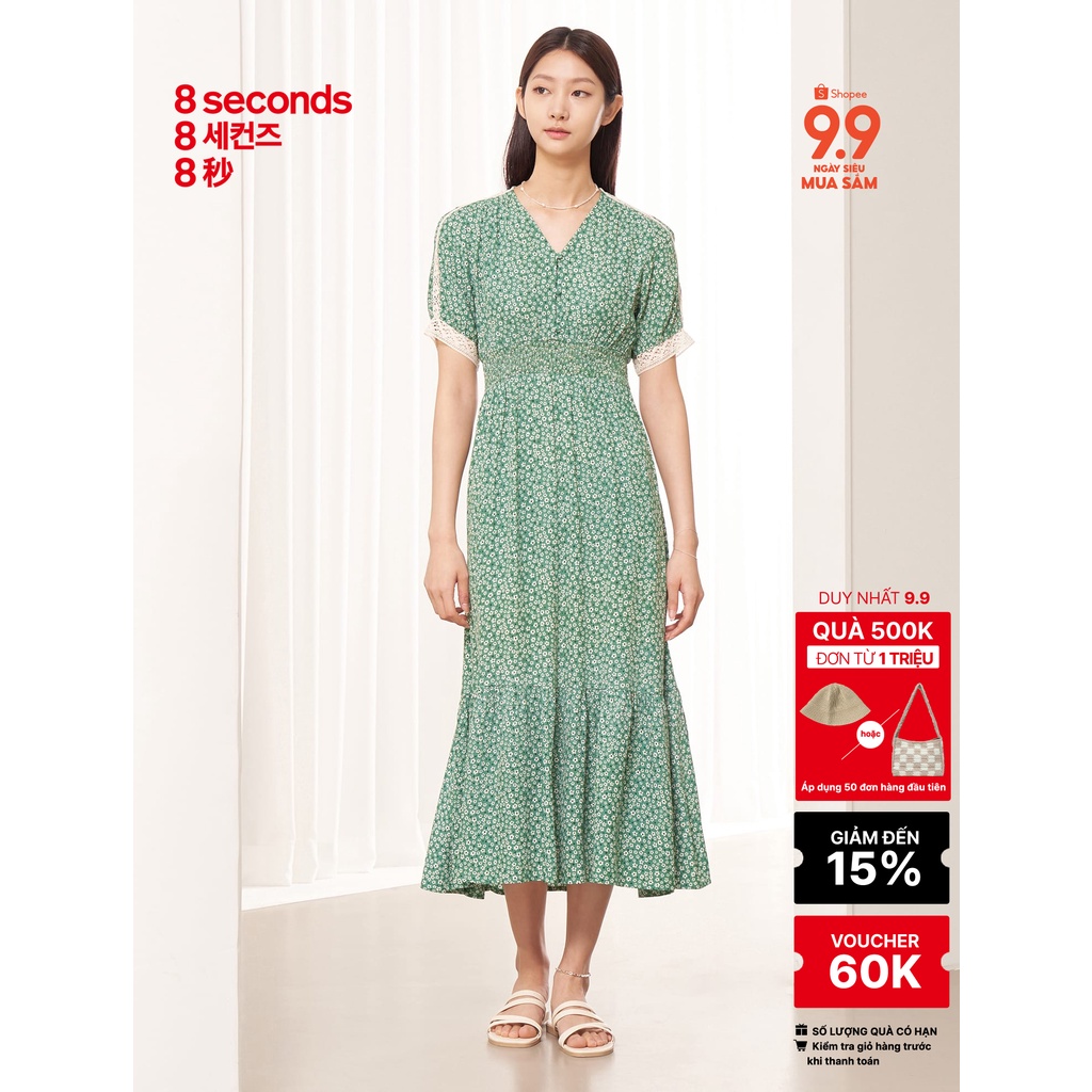Đầm dài nữ 8seconds hoạ tiết hoa nhí - 322571LY3M