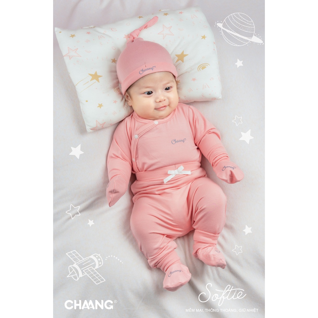 Chaang bộ quần áo sơ sinh dài tay cúc chéo cho bé chất cotton Chaang Cosmos AW2022D13