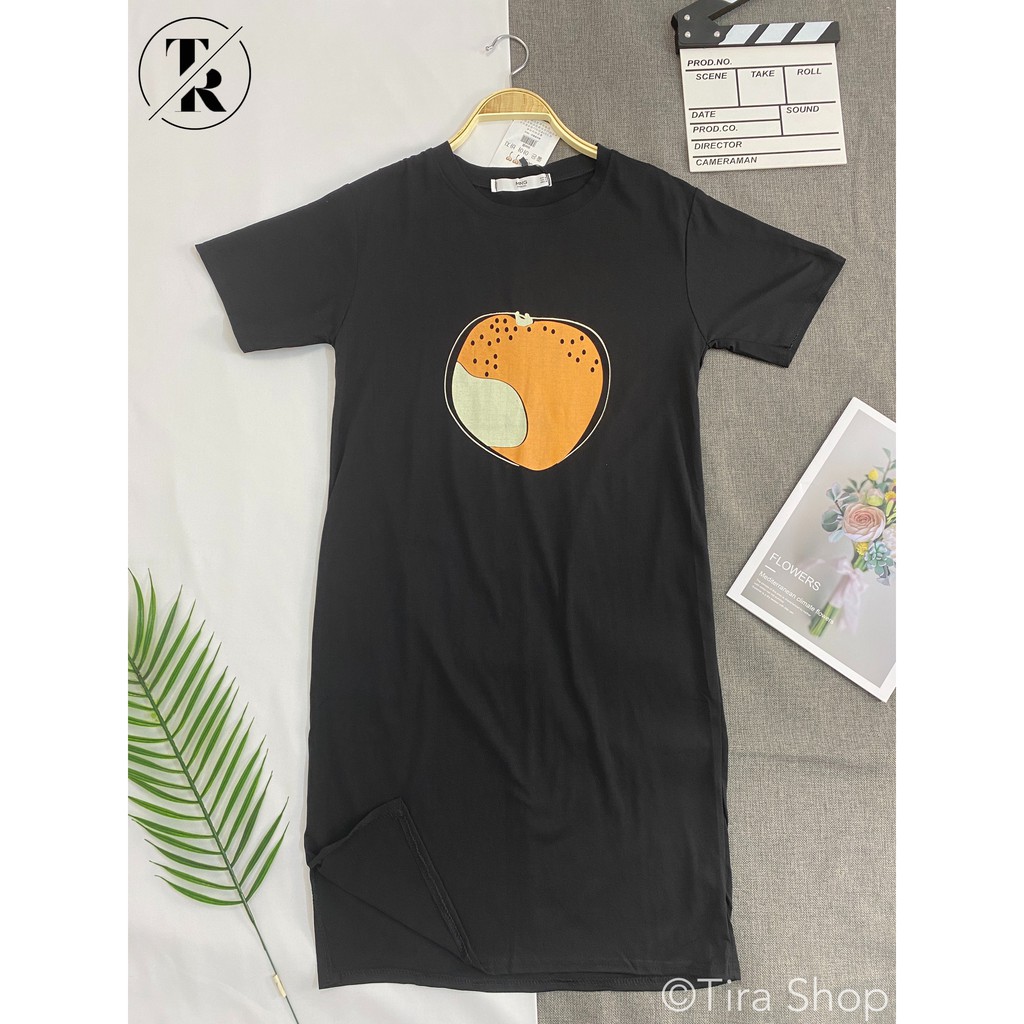 Đầm Suông Nữ Ngắn Tay Váy Dáng Dài In Họa Tiết Hình Hoa Quả Chất Thun Cotton Hàng VNXK | BigBuy360 - bigbuy360.vn