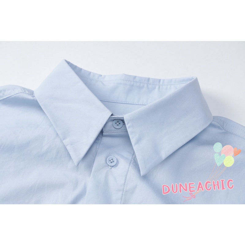 Áo sơ mi DUNEA dáng ngắn cổ polo có túi thời trang dành cho nữ