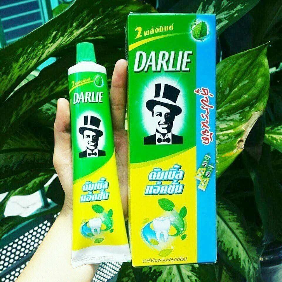 Kem đánh răng Thái Lan Ông Tây đen - Darlie 170ml bạc hà 1 hộp 2 tuýp