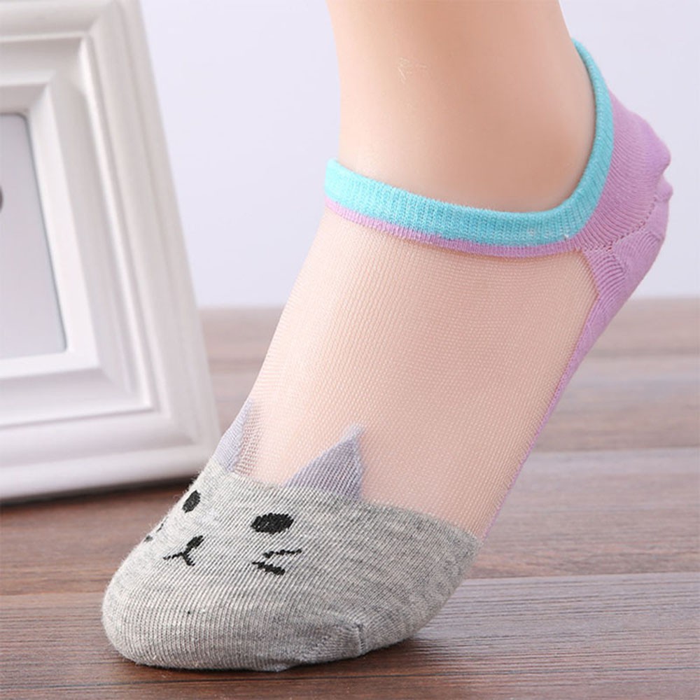 Tất cổ ngắn họa tiết chú mèo cực dễ thương