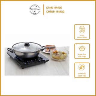 Nồi lẩu inox vung kính VietKitchen Nồi nấu lẩu Nồi lẩu inox - Nấu được Bếp Từ Làm Nóng Cực Nhanh