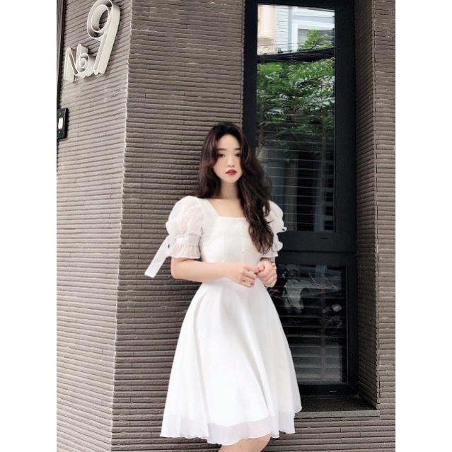 Váy Nữ, Đầm trắng dự tiệc tay nơ xinh xắn | BigBuy360 - bigbuy360.vn