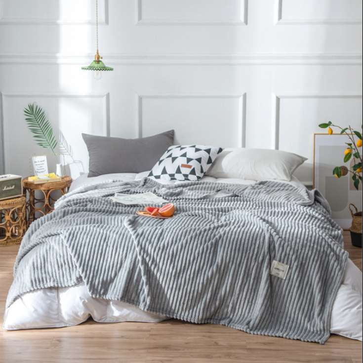 Chăn nhung tuyết kẻ tăm văn phòng hàng cao cấp 2mx2m3