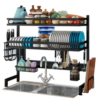 Kệ Để Chén Đĩa Thông Minh Trên Bồn Rửa Bát Sơn Đen Cao Cấp