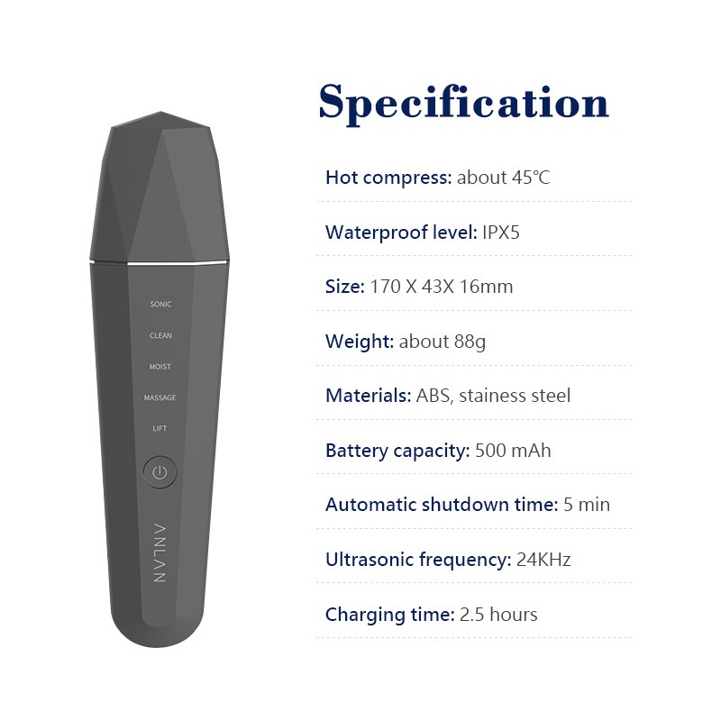 [Mã FMCG100K - 10% đơn 500K] Máy Cà Da Anlan Ipx5 Siêu Âm Chống Nước Loại Bỏ Mụn Đầu Đen Ems Nâng Cơ Mặt 45 ℃ | BigBuy360 - bigbuy360.vn