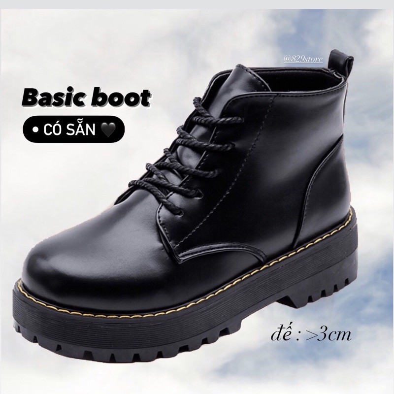 sẵn / giày da cổ vừa 🖤 basic boot / đặt giao ngay🖤😭 bốt đùi