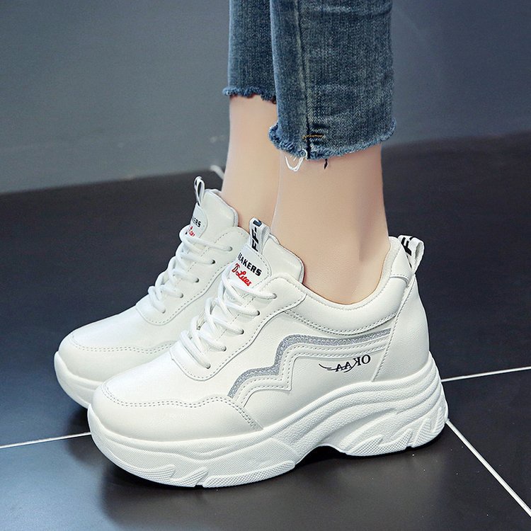 Giày thể thao nữ viền kẻ KO ulzzang  đế độn cao 6cm đi học chơi cá tính siêu đẹp, Sneaker bata nữ mẫu mới hot trend 2021