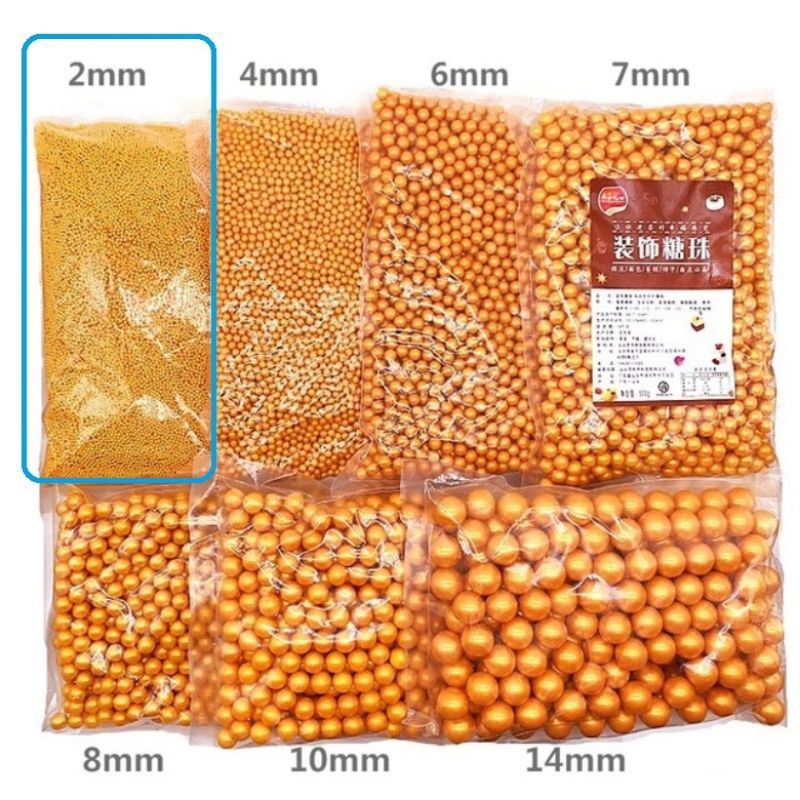 Lọ 100g kẹo bi đường vàng, bạc phủ bánh ngọt, phủ lên kem, trang trí đồ ăn, topping, Kẹo bông đường