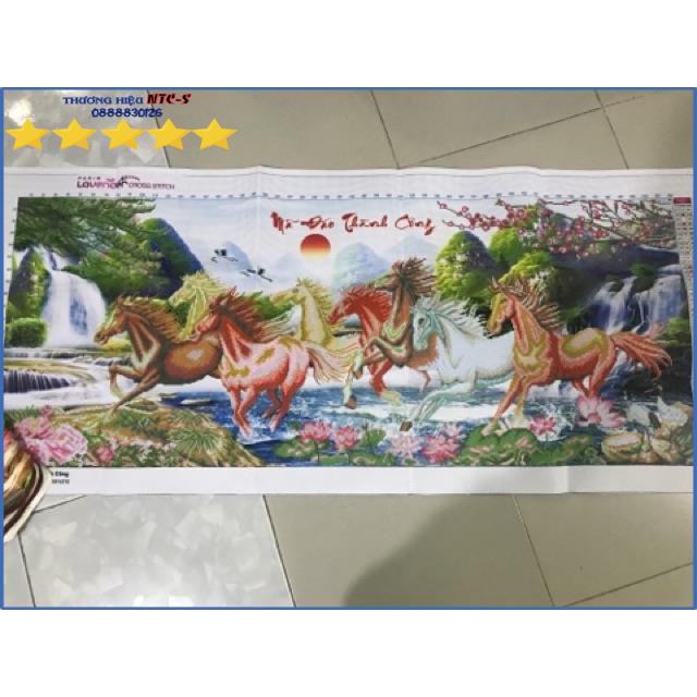 Tranh thêu mã đáo thành công 8 con ngựa 3D Lavender LV3022 LV3023 LV3305 đủ kích thước - Chưa thêu