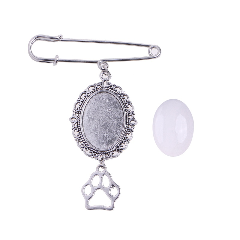 Trâm Cài Áo Mặt Kính Hình Oval / Dấu Chân Chó Phù Hợp Cho Làm Thủ Công