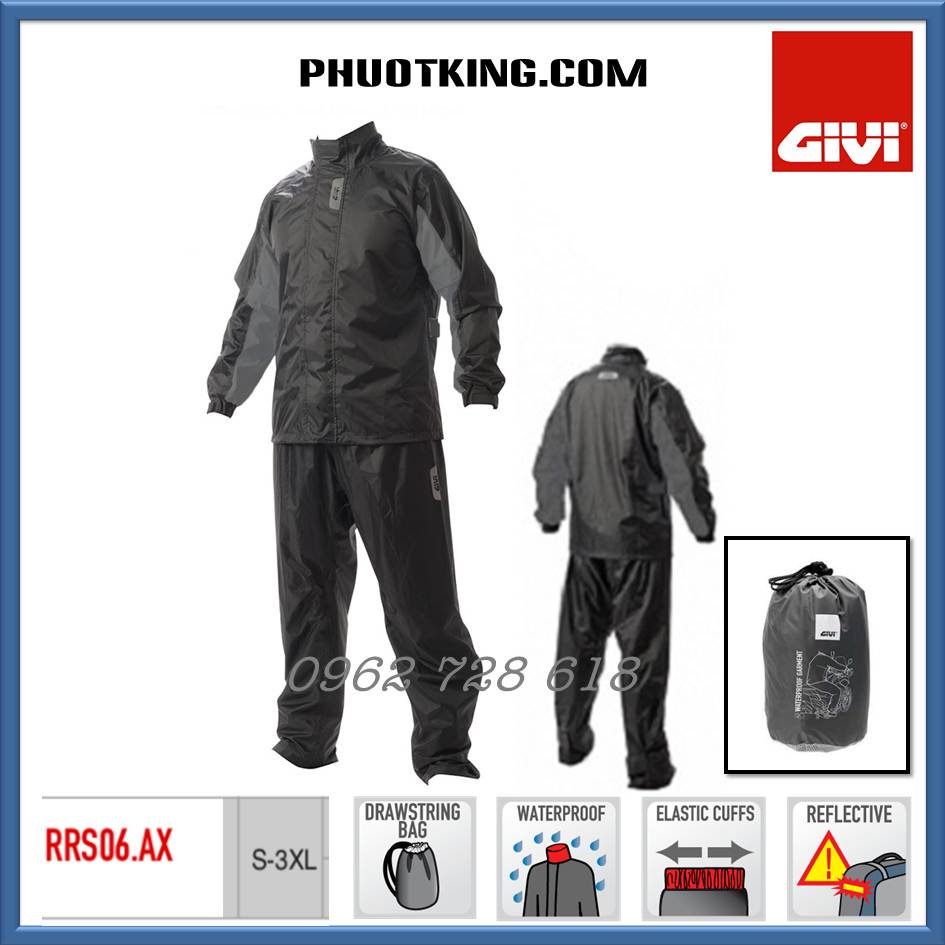 [CHÍNH HÃNG] Bộ quần áo mưa GIVI cao cấp RRS06
