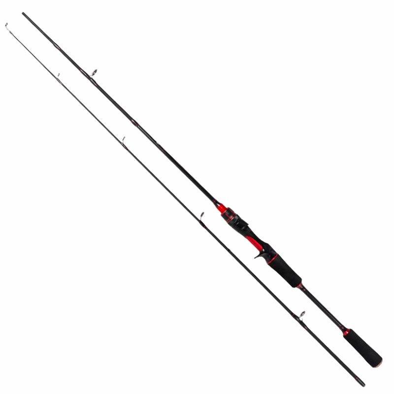 Cần câu lure máy ngang và máy đứng RollFish đỏ đen, đầu bu chống xoắn RF-1