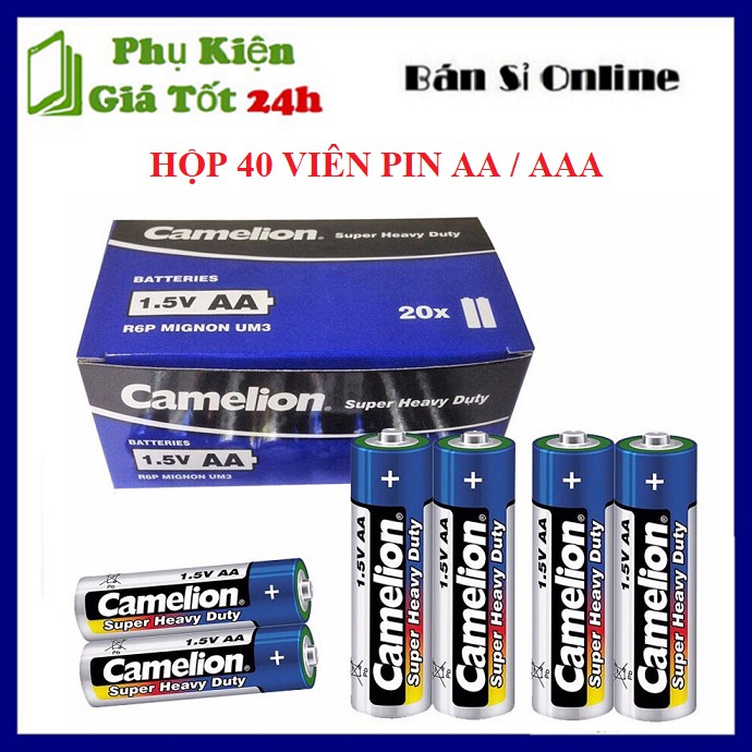 Hộp 40 viên pin tiểu AA / AAA 1.5V camelion