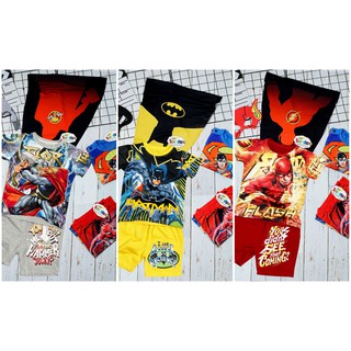 Bộ quần áo siêu nhân cộc tay in 3D kèm choàng SAMKIDS