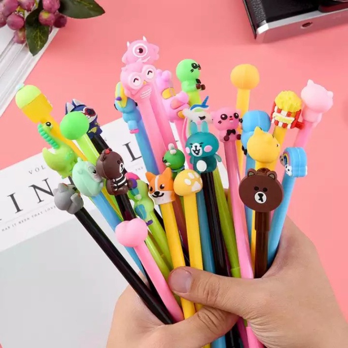 Bút nước mực xanh / đen cute hoạt hình dễ thương mẫu bút ngẫu nhiên