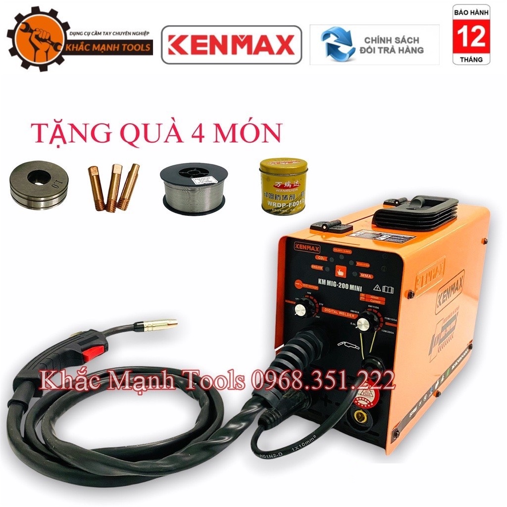 Máy hàn mig 3 chức năng 200 mini | Tặng cuộn dây hàn lõi thuốc 1kg - KENMAX