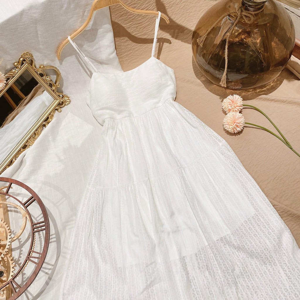 [Mã SKAMA06 giảm 8% tối đa 50K đơn 250K] ĐẦM MIDI 2 DÂY BABYDOLL HOA NỔI | BigBuy360 - bigbuy360.vn