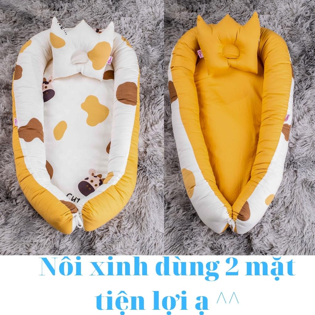 Nôi cho bé 🌻TẶNG GỐI🌻 Nôi ngủ chung giường cho bé tháo vỏ thay giặt, nôi vải sơ sinh MERU mát xa thoáng khí