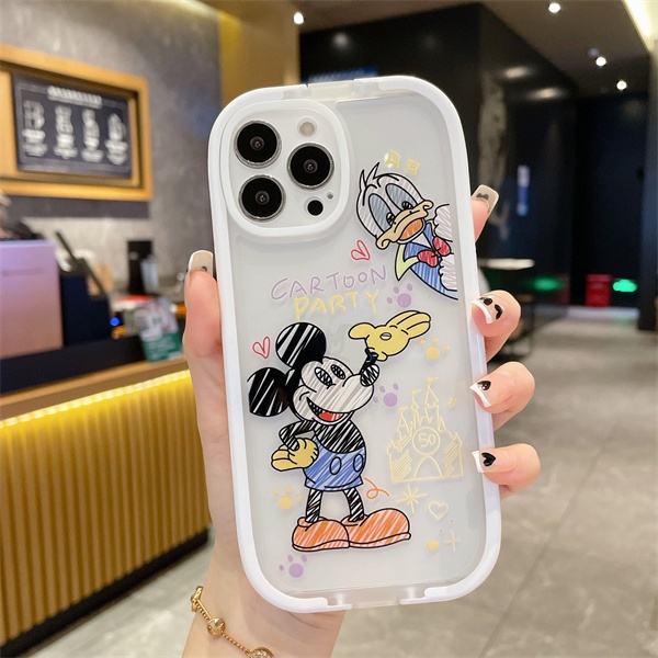 Ốp Điện Thoại Viền Đen Hình Mickey Donald 2 Trong 1 Cho iPhone 13 13 Pro Max 12 12Pro 12ProMax 111Promax X