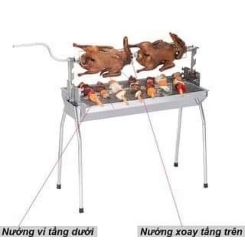 Bếp nướng BBQ inox cao cấp xoay tay 2 chế độ nướng