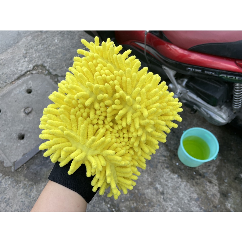 Bao Tay Rửa Xe 3 Trong 1 Sợi Microfiber Rửa Xe ,Đánh Wax Thấm Hút Tạo Bọt ( Giao Màu Ngẫu Nhiên )