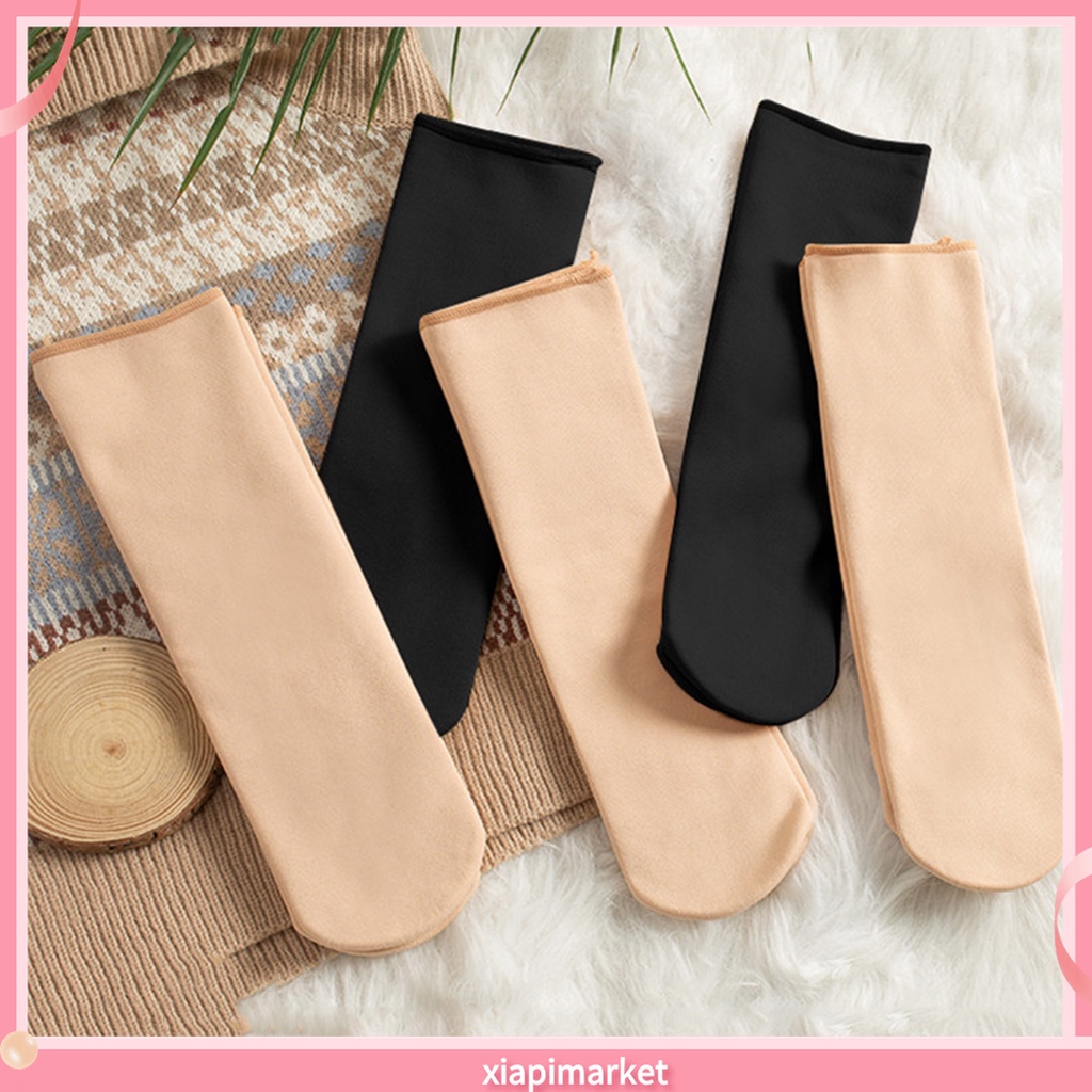 [XP] 1 Đôi Vớ Lông Nhung Siêu Mềm Co Giãn Màu Trơn Thời Trang Thu Đông